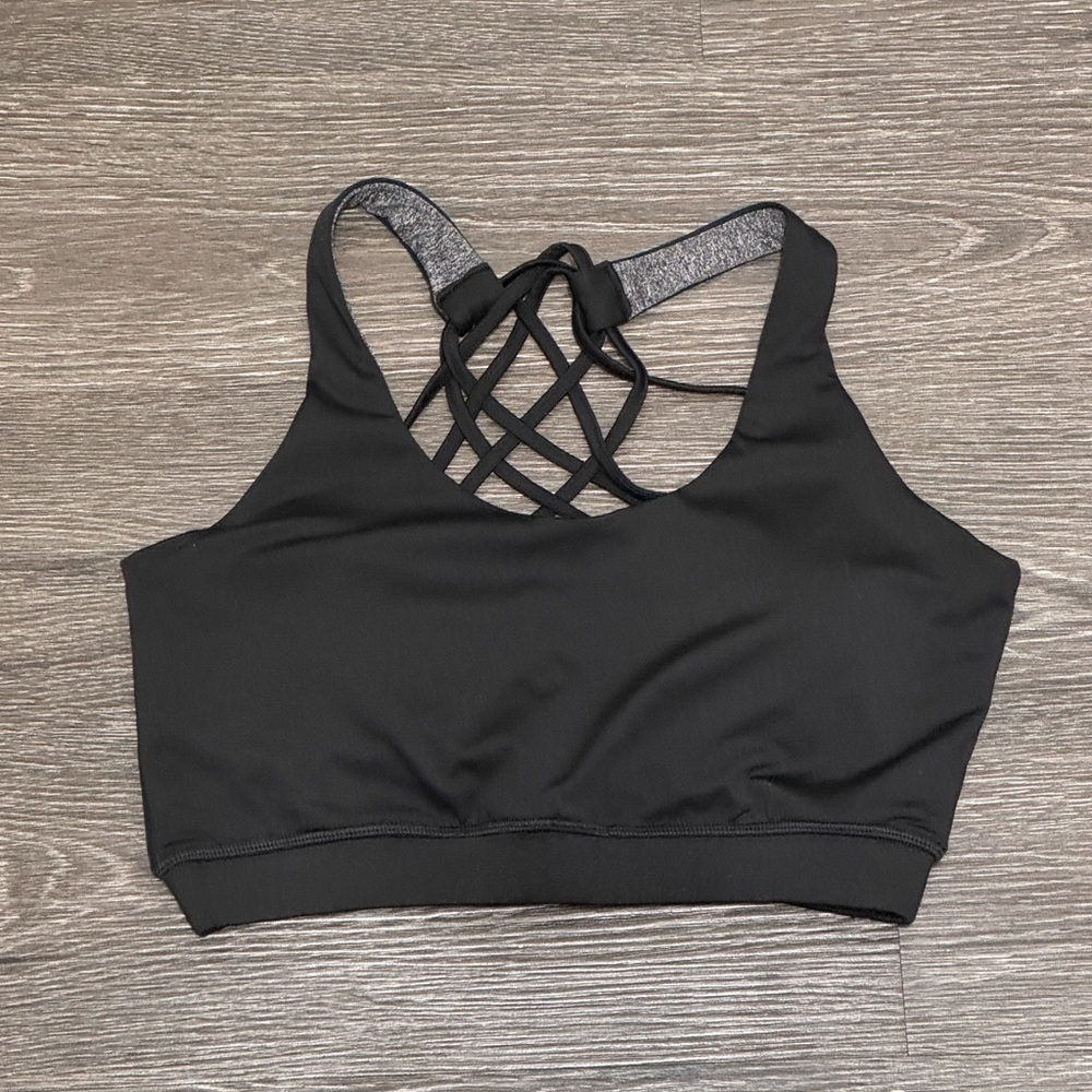 Women's Black Strappy Sports Bra